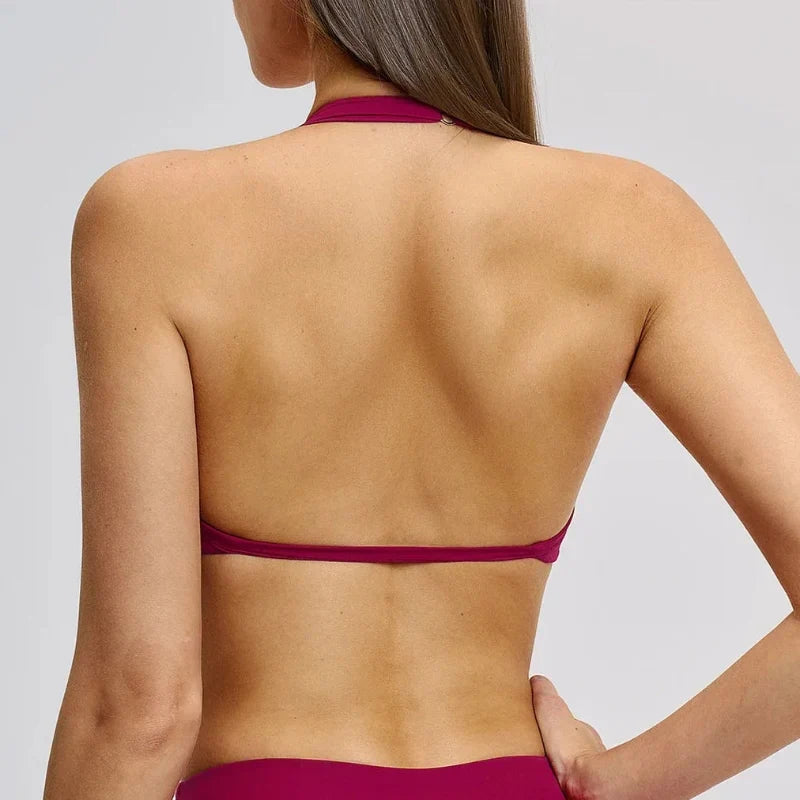 Open-Back Halter Sports Bra