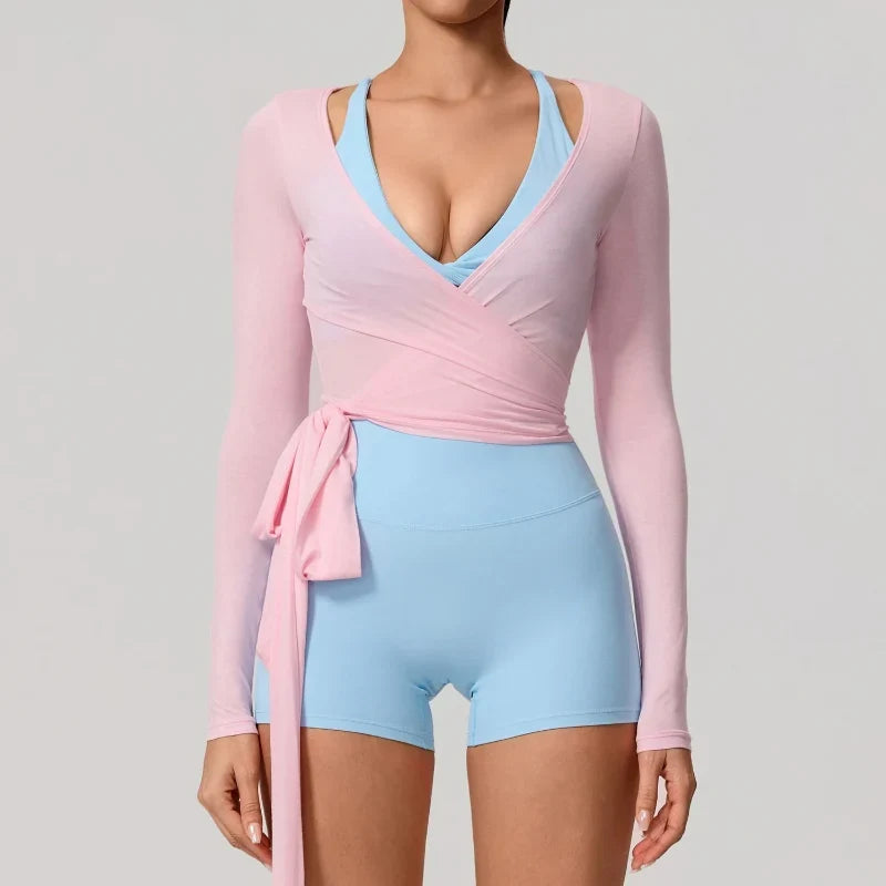 Tie-Waist Yoga Wrap Top