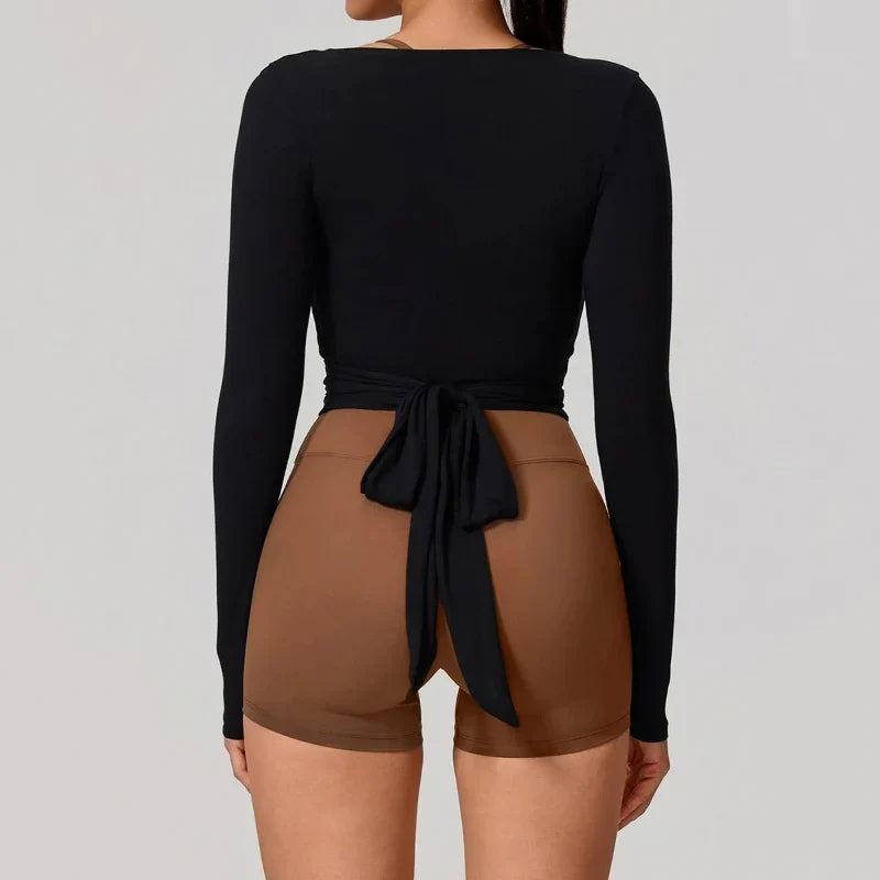 Tie-Waist Yoga Wrap Top